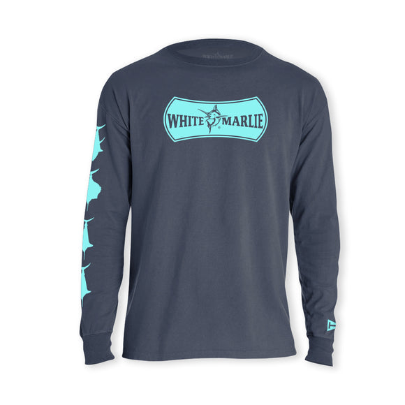 Adult Navy White Marlie Long Sleeve T-Shirt