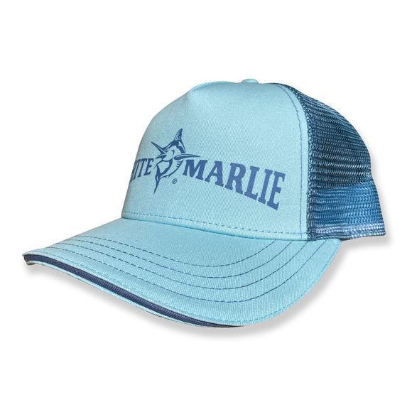 White Marlie Light Blue Classic Trucker Hat