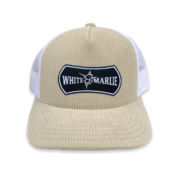 White Marlie Bone Corduroy Trucker Hat