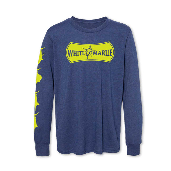 Youth Blue Long Sleeve White Marlie T-Shirt