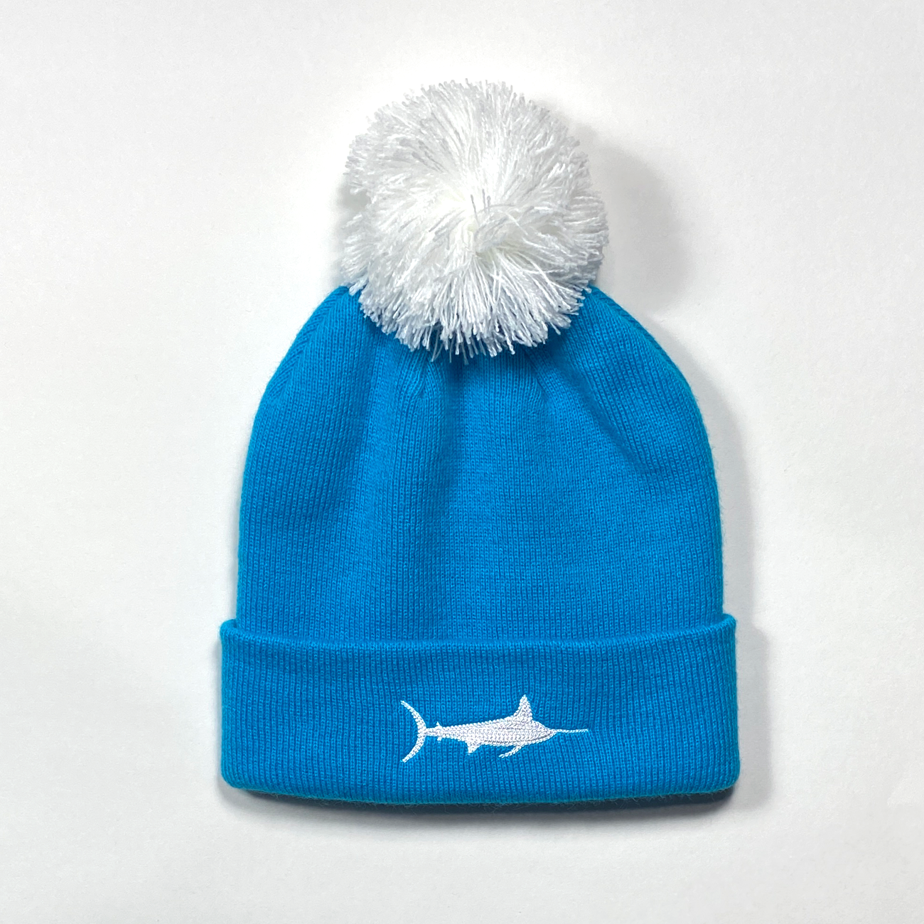 Blue pom pom hat sales