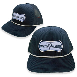 Navy and White Corduroy Trucker Hat