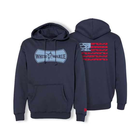 NAVY White Marlie Tuna Flag Hoodie