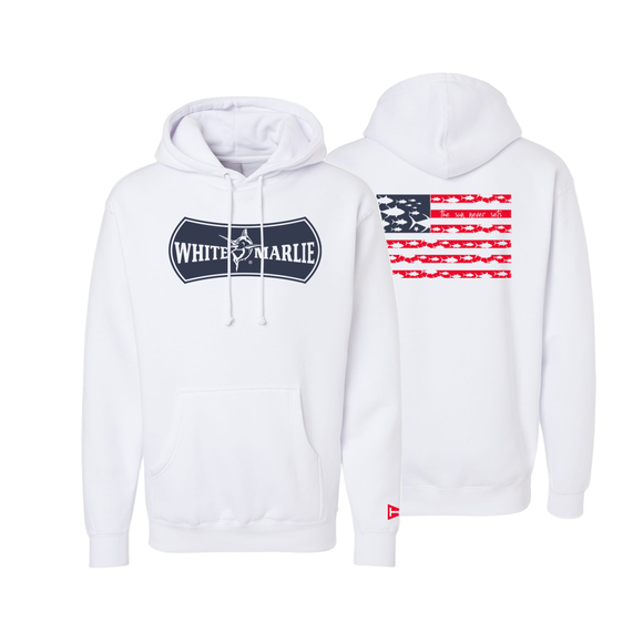 WHITE-White Marlie Tuna Flag Hoodie