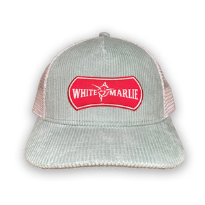 White Marlie Mist Green Corduroy Trucker Hat