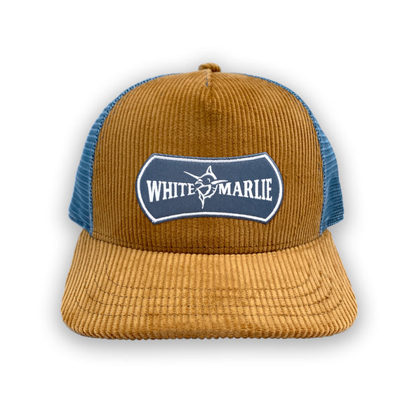 White Marlie Mammouth Brown Corduroy Trucker Hat