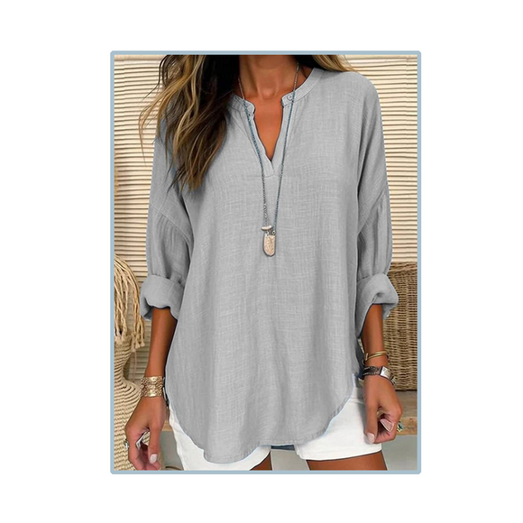 Grey Linen Long Blouse