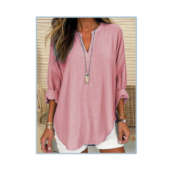 Nantucket Red Linen Tunic Blouse