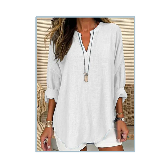 White Linen Tunic Blouse