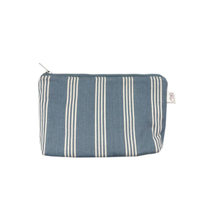 Blue Ticking Stripe Make-Up Bag