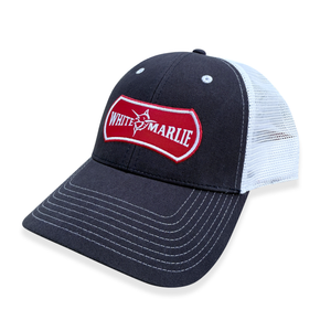 White Marlie SMALL FIT Navy Trucker Hat