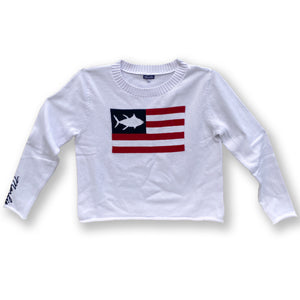 Women's White Tuna Flag Sweater