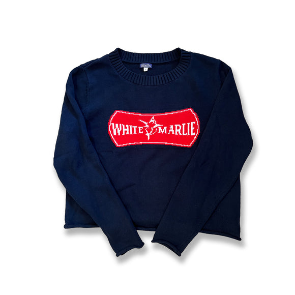 Women's White Marlie Navy Sweater