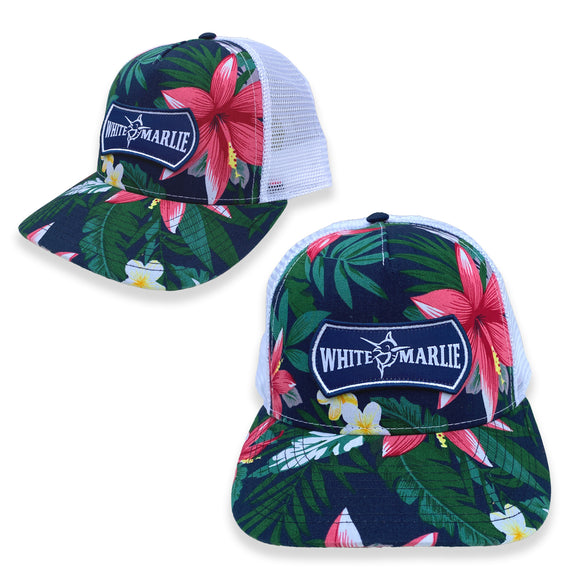 Tropical Print White Marlie Trucker Hat