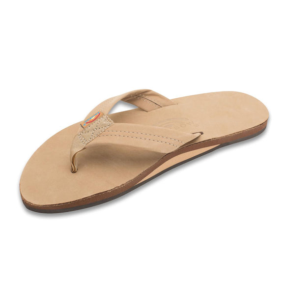 Men's Rainbow Single Layer Premier Leather Flip Flop – White Marlie